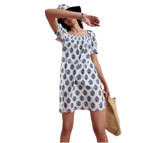 J Crew Smocked Mini Dress Size M - Picture 2 of 10